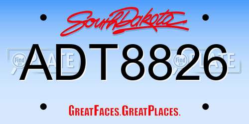 ADT8826 South Dakota License Plate