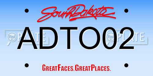 ADTO02 South Dakota License Plate