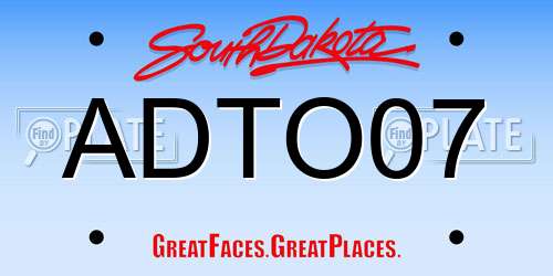 ADTO07 South Dakota License Plate