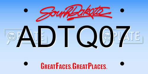 ADTQ07 South Dakota License Plate