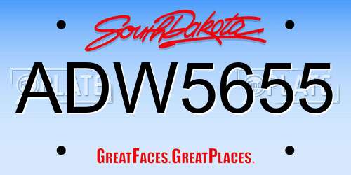 ADW5655 South Dakota License Plate