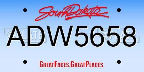 ADW5658 South Dakota License Plate