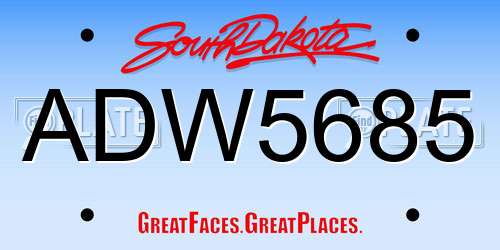 ADW5685 South Dakota License Plate