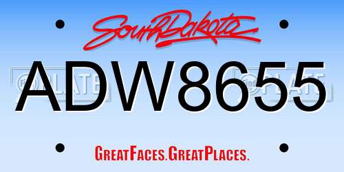 ADW8655 South Dakota License Plate