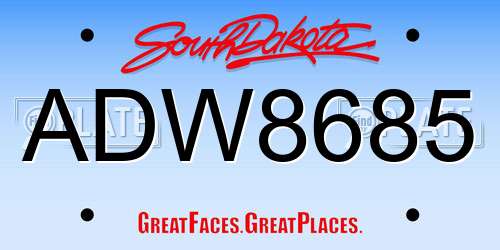 ADW8685 South Dakota License Plate
