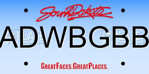 ADWBGBB South Dakota License Plate