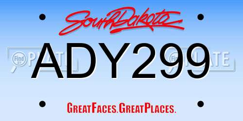 ADY299 South Dakota License Plate