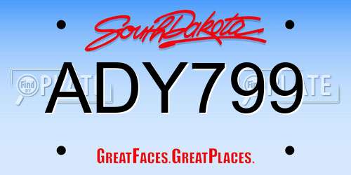 ADY799 South Dakota License Plate