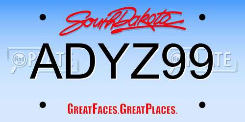 ADYZ99 South Dakota License Plate