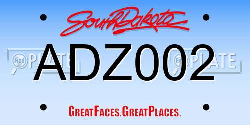 ADZ002 South Dakota License Plate