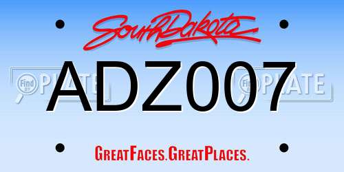 ADZ007 South Dakota License Plate
