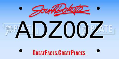 ADZ00Z South Dakota License Plate