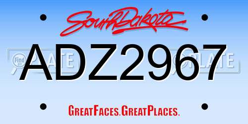 ADZ2967 South Dakota License Plate