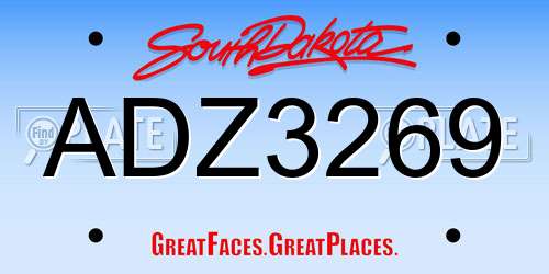 ADZ3269 South Dakota License Plate