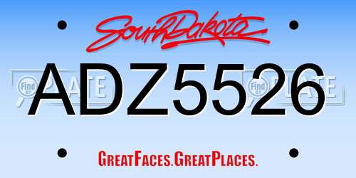 ADZ5526 South Dakota License Plate