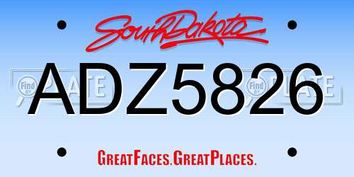 ADZ5826 South Dakota License Plate