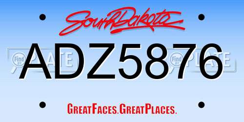 ADZ5876 South Dakota License Plate