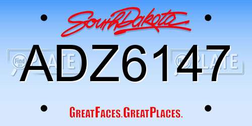 ADZ6147 South Dakota License Plate