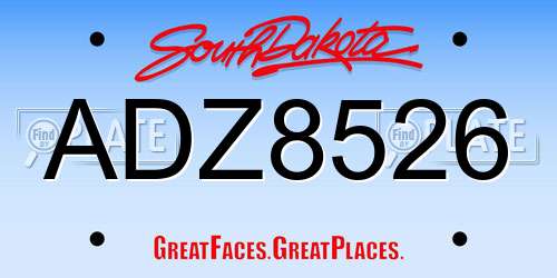 ADZ8526 South Dakota License Plate