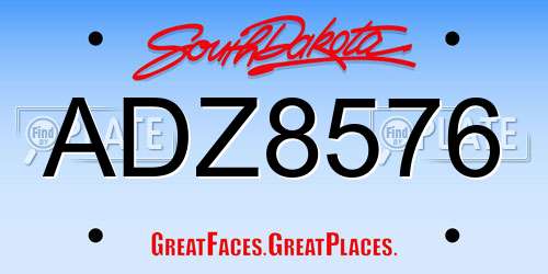 ADZ8576 South Dakota License Plate