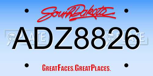 ADZ8826 South Dakota License Plate