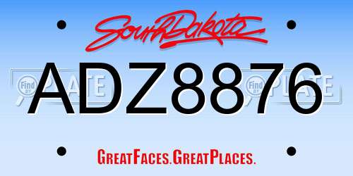 ADZ8876 South Dakota License Plate