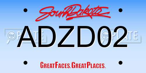 ADZD02 South Dakota License Plate