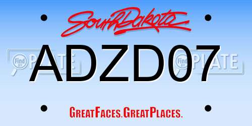 ADZD07 South Dakota License Plate