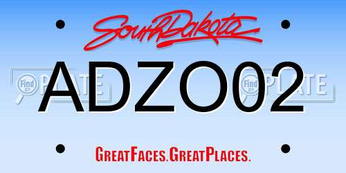 ADZO02 South Dakota License Plate