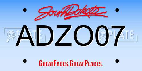 ADZO07 South Dakota License Plate