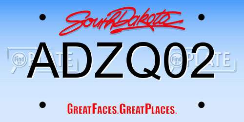 ADZQ02 South Dakota License Plate