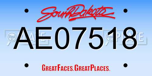 AE07518 South Dakota License Plate