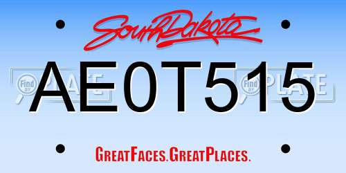 AE0T515 South Dakota License Plate