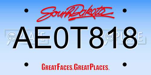 AE0T818 South Dakota License Plate