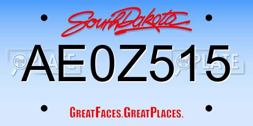 AE0Z515 South Dakota License Plate
