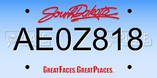 AE0Z818 South Dakota License Plate