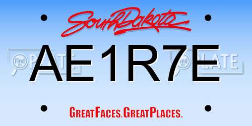 AE1R7E South Dakota License Plate