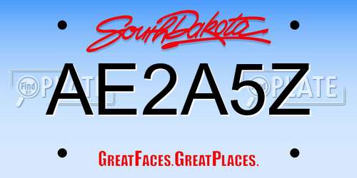 AE2A5Z South Dakota License Plate