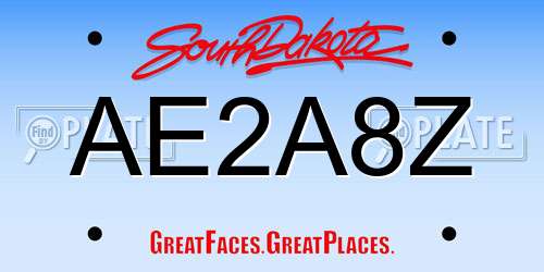 AE2A8Z South Dakota License Plate
