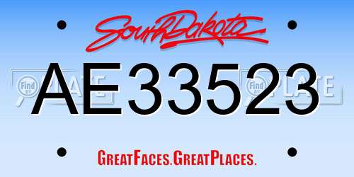 AE33523 South Dakota License Plate