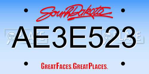 AE3E523 South Dakota License Plate