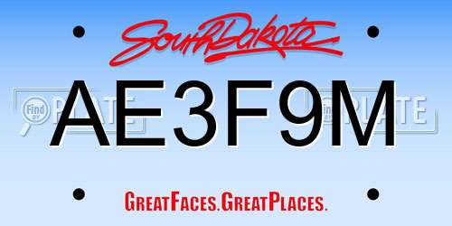 AE3F9M South Dakota License Plate