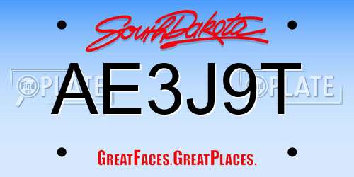 AE3J9T South Dakota License Plate