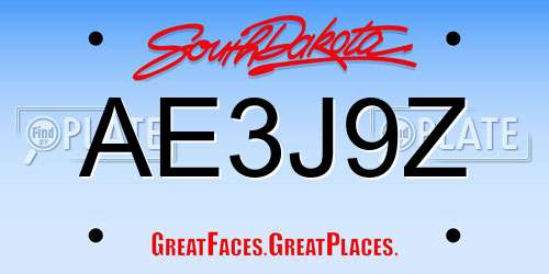 AE3J9Z South Dakota License Plate
