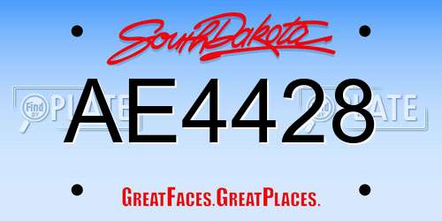 AE4428 South Dakota License Plate