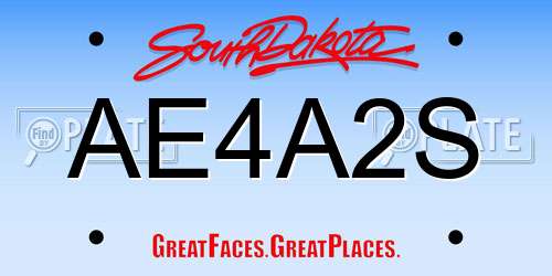 AE4A2S South Dakota License Plate