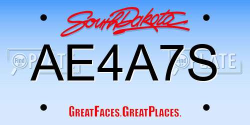 AE4A7S South Dakota License Plate