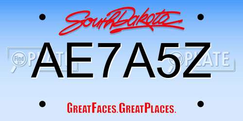 AE7A5Z South Dakota License Plate