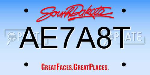AE7A8T South Dakota License Plate