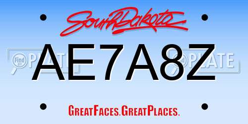 AE7A8Z South Dakota License Plate
